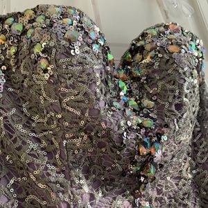 Tony Bowls Beaded Lace Gown